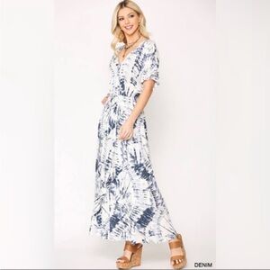 Blue and White Tie-Dye Maxi Dress